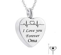 LMRJHAZ Colgante de Cenizas del corazón, Cadenas de Collar de Acero Inoxidable te Amo para Siempre ... Colgante de relicario conmemorativo para Hombres Mujeres con Kit de Embudo y Bolsa