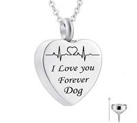 LMRJHAZ Colgante de Cenizas del corazón, Cadenas de Collar de Acero Inoxidable te Amo para Siempre ... Colgante de relicario conmemorativo para Hombres Mujeres con Kit de Embudo y Bolsa