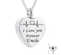 LMRJHAZ Colgante de Cenizas del corazón, Cadenas de Collar de Acero Inoxidable te Amo para Siempre ... Colgante de relicario conmemorativo para Hombres Mujeres con Kit de Embudo y Bolsa