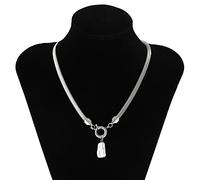 LMRJHAZ Collar Colgante de Perlas Mujeres Dama Regalo Creative Smooth Flat Snake Cadena para Elegantes Regalos barrocos