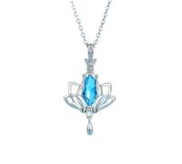 LMRJHAZ Collar con colgante de loto de plata de ley 925 con circonita cúbica azul AAA, joyería con caja, joyería para mujer