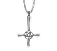 LMRJHAZ Collar Men Cadena Costilla Mujeres Regalo Collares transversales invertidos al revés satanás184