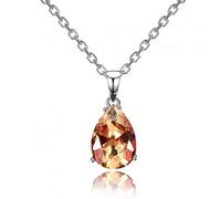 LMRJHAZ Collares para mujer, colgantes de plata 925, joyería de color gota de agua, collar con colgante de piedra preciosa para fiesta, boda, regalo de joyería fina, Orange