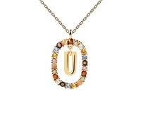 LMRJHAZ Color Rainbow Posting Letters AZ Collar con Cadena de Micro pavimento Cuadrado Joyería de joyería Catabinador para Hacer