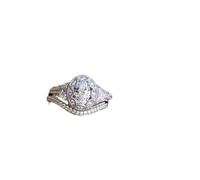 LMRJHAZ Dos en uno Anillas DE COCIONIA CUBICA CUBICA Anillas DE NADILLOS CORT CZ Anillos DE COMISIÓN Bands Buda Buda para Mujer 1.5CT 925 Anillo de Diamante simulado de Plata esterlina (7#)