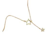 LMRJHAZ Exquisito Collar de Estrellas de Cinco Puntas Brillante Cadena de clavículas de Estrella de circón para niña