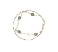 LMRJHAZ Feng Natural Shui Green Jade Bracelet para Mujeres Capas Dobles de Yoga genuinas apiladas con Pulsera de Jade Verde hetiana Cuerda S925 Plateado Chapado en Oro