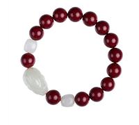 LMRJHAZ Feng Shui cinabar pixiu Pulsera de Riqueza auténtica Jade Chakra Cristal Reiki Riqueza afortunada de la Suerte Pulsera de espíritus malignos Regalos inspiradores para Mujeres Hombres, 12 mm