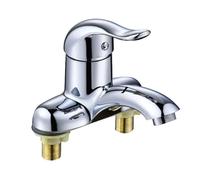 LMRJHAZ Grifo de baño de Acero Inoxidable Grifo de Doble Orificio para Lavabo para Lavabo para Lavabo para Lavabo de baño de Agua Caliente y fría con Mangos Dobles