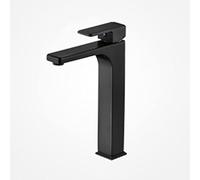 LMRJHAZ Grifo de baño de baño negro latón 1 orificio de agua caliente y fría batidora de agua para el diseño de modificación de tocador de lavabo con acabado negro
