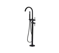 LMRJHAZ Grifo de cocina de latón negro mate, grifo de bañera montado en el suelo, grifo mezclador de ducha para bañera de pie, boquilla giratoria de grúa de agua fría caliente (color: dorado, tamaño