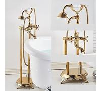 LMRJHAZ Grifo de pie negro de bronce con doble mango, mezclador de ducha de agua fría caliente para baño, bañera, ducha, mezclador de ducha, dorado, tipo B, latón, tipo C
