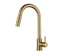 LMRJHAZ Grifos de cocina Mezclador de cocina Gradeta giratoria de acero inoxidable acero inoxidable fregadero de agua fría de agua fría grifo+oro cepillado