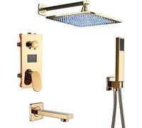 LMRJHAZ Grifos de Ducha Digitales Dorados Set de Ducha de Lluvia Cabeza de Lluvia Dorada de 3 vías
