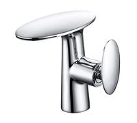 LMRJHAZ Grifos de la Cuenca de latón Blanca Mango de Cascada de baño de baño para el Fregadero de Agua fría y Caliente mezcladora de Lavabo del Lavabo (Color: Argento, tamaño: como Muestra la Imagen)