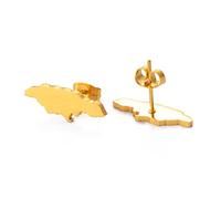 LMRJHAZ Jamaica Map Pendientes de Tachuelas de Orejas - Flaja jamaicana Pendientes étnicos únicos Pendientes de Las Mujeres del país Joyería de Moda para Damas, ui de Oro