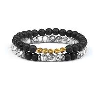 LMRJHAZ Joyería 2 PC Onyx Onyx Lava Rock Bracelets Beads Pave Ball Yoga Tiger Stone Boldia Bolsa Boadado Mala Joyería