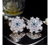LMRJHAZ Joyería de circonía cúbica color rosa gran copo de nieve espumoso big o aretes de cristal para niñas