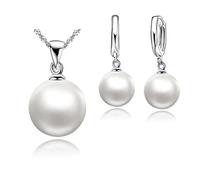 LMRJHAZ Juegos de joyería de boda para mujeres 925 Pearlace Hoop Pendientes Joyería Accesorios