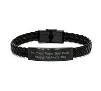 LMRJHAZ Lindos Regalos de papá, preparan tu Cuerpo de papá. Feliz Brazalete de Cuero Trenzado de Amor para Padre, Brazalete Grabado de Hija, Ideas de Regalos para Hijo, Regalos para Hijo Adolescente,