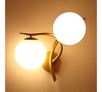 LMRJHAZ Luces de Pared nórdicas Doradas 2 Luces Apliques de Mediano Siglo lámpara de Pared Bola de Vidrio Loft e27 Accesorio de iluminación de Pared para dormitorios decoración del Hotel en el hogar