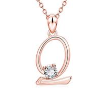 LMRJHAZ Luxury Crystal Zircon Alphabet Collar Collar Carta Inicial Collares de Cadena de Rosas para Mujeres Joyas