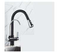 LMRJHAZ Matte Black Pure Water Kitchen grifo dual Mango dual Agua fría y fría Tomando la batería de la cocina (color: beige b)