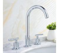 LMRJHAZ Mezclador de lavabo del baño Basin grifo de 3 hoyos 2 manijas 2 huellas giratorias de 3 hoyos grifo de baño chromado