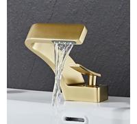 LMRJHAZ Moderno grifo de cascada para el fregadero de baño Toque de mezcladora caliente y fría con válvula cerámica Core Taucet Basin Basin para el hotel Instalación de un solo agujero Diseño de