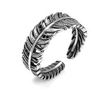 LMRJHAZ Mujeres Anillo Ajustable, Dedo Abierto Damas Anillo Planta Hoja de Hoja de Piedras Negras Anillo de Novedad Vintage