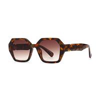 LMRJHAZ Nuevos lentes de sol coloridos de polígono retro 2025 para mujer, lentes de sol degradados UV400 para hombre, Té de leopardo, Talla única