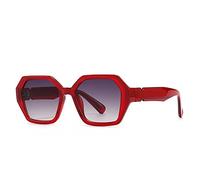 LMRJHAZ Nuevos lentes de sol coloridos de polígono retro 2025 para mujer, lentes de sol degradados UV400 para hombre, Rojo y gris, Talla única