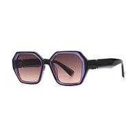 LMRJHAZ Nuevos lentes de sol coloridos de polígono retro 2025 para mujer, lentes de sol degradados UV400 para hombre, Morado y gris, Talla única