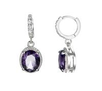 LMRJHAZ Pendientes de caída de circonía cúbica Ovalada de Color púrpura para Mujeres, 925 Pendientes de Plata esterlina, aretes hipoalergénicos, Joyas para niñas