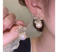 LMRJHAZ Pendientes de flores de perlas de diamantes de diablo regalos de cumpleaños de joyas de boda