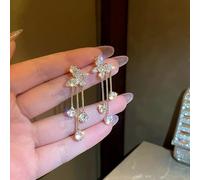 LMRJHAZ Pendientes de mariposa para mujeres Pendientes de borla largos brillantes joyas hermosas
