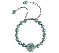 LMRJHAZ Pendientes, Pendientes Jade Pulsera de Jade/Collar Feng Shui Amuleta Antigua Rose Blossom Caminata Money Atracción Pulsera de Cristal FEI Cui Jadeit Jewelry Set Bangle Vintage Reiki