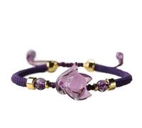 LMRJHAZ Pulsera de amatista feng shui pulsera de riqueza zorro dios brasileño amatista pultido pulsera espíritu ajustable pulsera de piedra preciosa natural meditación amor talismán riqueza suerte