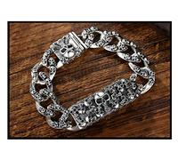 LMRJHAZ Pulsera de cráneo de Plata de S925, Pulseras Punk de la Moda Hombres y Mujeres dominantes Pareja de Pareja de Plataforma Punk de Copa