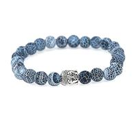 LMRJHAZ Pulsera de piedra, brazalete de piedra natural espaciador de moda con cuentas negras de piedra malhumoradas pulvidas elásticas de ropa elástica accesorios de ropa personalizada