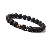 LMRJHAZ Pulsera de piedra preciosa de la joyería de encanto, pulseras con cuentas de piedra negra de lava natural brazaletes de cristal elástico joyería de cristal para hombres mujeres