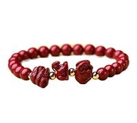 LMRJHAZ Pulsera de Piedra Preciosa Natural, Pulsera de cinabro Natural de Cinnabar Animales de Zodiaco Chino Brazalete de Encanto de Chino Buena Suerte talismán Brazalete de cuarcystal para, Perro de