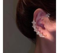 LMRJHAZ Rehinestones con Incrustaciones de aretes de Hoja de Arce para Mujeres sin perforar Joyas de Boda