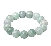 LMRJHAZ S para Hombres Mujeres Gemstone Natural Beaded Lotus Redonde Beads Pulsera Estirable Joyería de Jadeite
