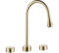LMRJHAZ Toda la cuenca de bronce es el grifo caliente y fría Doble Mango doble Tres hoyos Lavado del grifo de tres piezas tibio como siempre