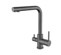 LMRJHAZ Toque moderno de la batidora de cocina con agua filtrada de 3 vías grifo de agua de cocina con 2 manijas de agua fría con 2 manijas blancas