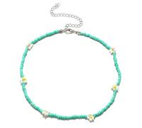 LMRJHAZM 925 Collar de Margarita de Plata esterlina para Mujeres y niñas, Verano Boho Corea Lovely Daisy Flores Declaración de Encanto de Cuello de Cuello Corto Collar de Collar de Cuello, Collar de