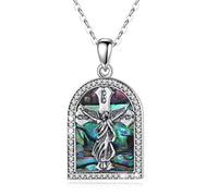 LMRJHAZM Accesorio Jesús Cruz Colgante Collar de Concha Cristal Cz Collar joyería Fina