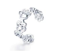 LMRJHAZM Anillo de Plata esterlina 925 para Mujeres, Gatos Ajustables y Huellas de Perros Anillos de Pata para Mujeres Joyas de Plata de Fiesta