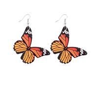 LMRJHAZM Boho Leather Butterfly Dangle Hook Pendientes para mujeres Coloridas Animales Animales Insecto Monarca Declaración Drop Changling Ligero Ligero Níquel Gratis Vacaciones de vacaciones en la